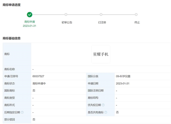 華為申請“星耀手機”商標(biāo)：國際分類為科學(xué)儀器