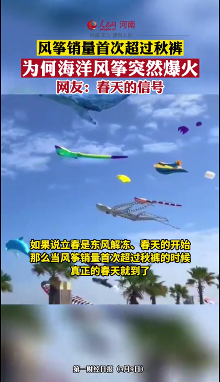 海洋風箏爆火 一周暴漲498%超過秋褲,！網(wǎng)友：春天的信號
