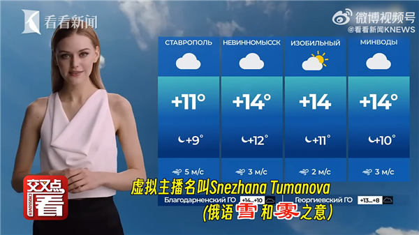 靈感來(lái)自中國(guó)：俄羅斯電視臺(tái)首次推出AI女主播